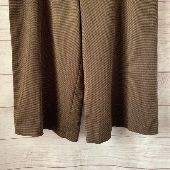 Briggs New York Brown Houndstooth Wide Leg Palazzo Cropped Pants Capris Size 14 - Picture 3 of 16